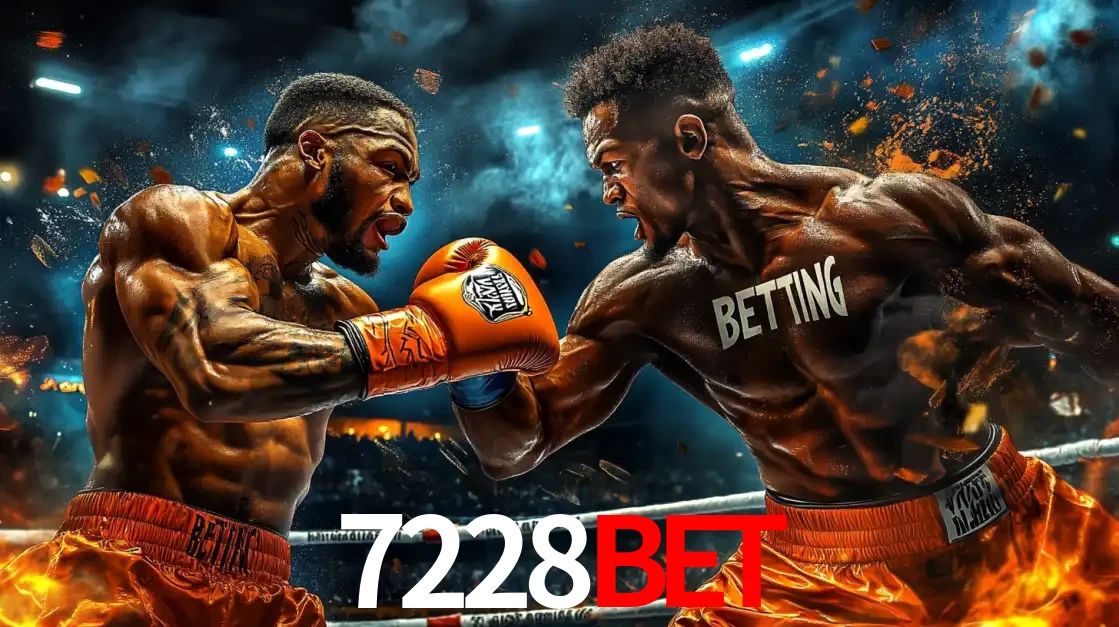Dois boxeadores em uma luta intensa e explosiva, representando a adrenalina e as oportunidades de apostas em esportes de combate disponíveis na plataforma 7228bet.