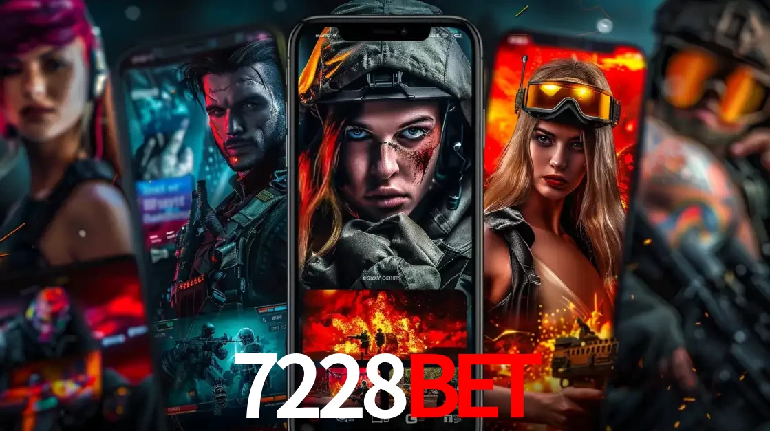 Montagem de telas de celular mostrando diversos personagens, masculinos e femininos, de um jogo de tiro, ilustrando a diversidade de equipes de e-sports para apostar no 7228bet.