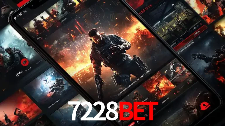 Tela de um celular exibindo uma galeria de jogos de tiro com temática militar, mostrando a variedade de e-sports disponíveis para apostas na plataforma de entretenimento 7228bet.