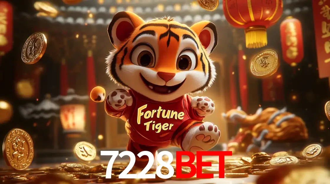 O alegre personagem do Fortune Tiger correndo sobre um caminho de moedas de ouro, simbolizando os grandes prêmios e a diversão do popular jogo de slot do 7228bet.