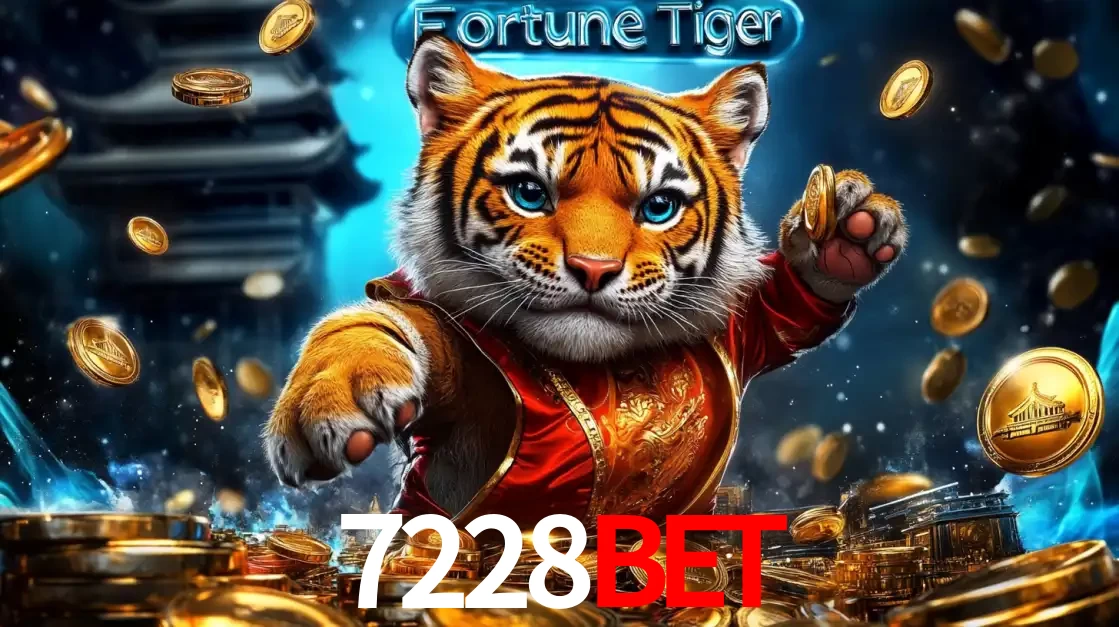 Imagem promocional do jogo de slot Fortune Tiger, com um tigre majestoso em traje tradicional cercado por uma fortuna em moedas de ouro, disponível agora no cassino 7228bet.